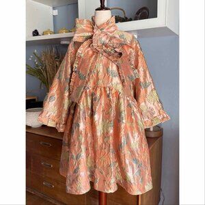 Sister Jane In The Garden Mini Dress Floral Jacquard Peach Pink Whimsy